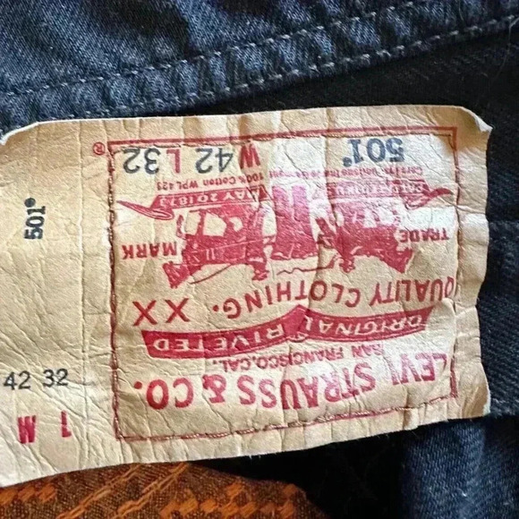 Levi's 501 xx Jeans Men's 42x32 Black 100% Cotton Denim Button Fly - Picture 13 of 16